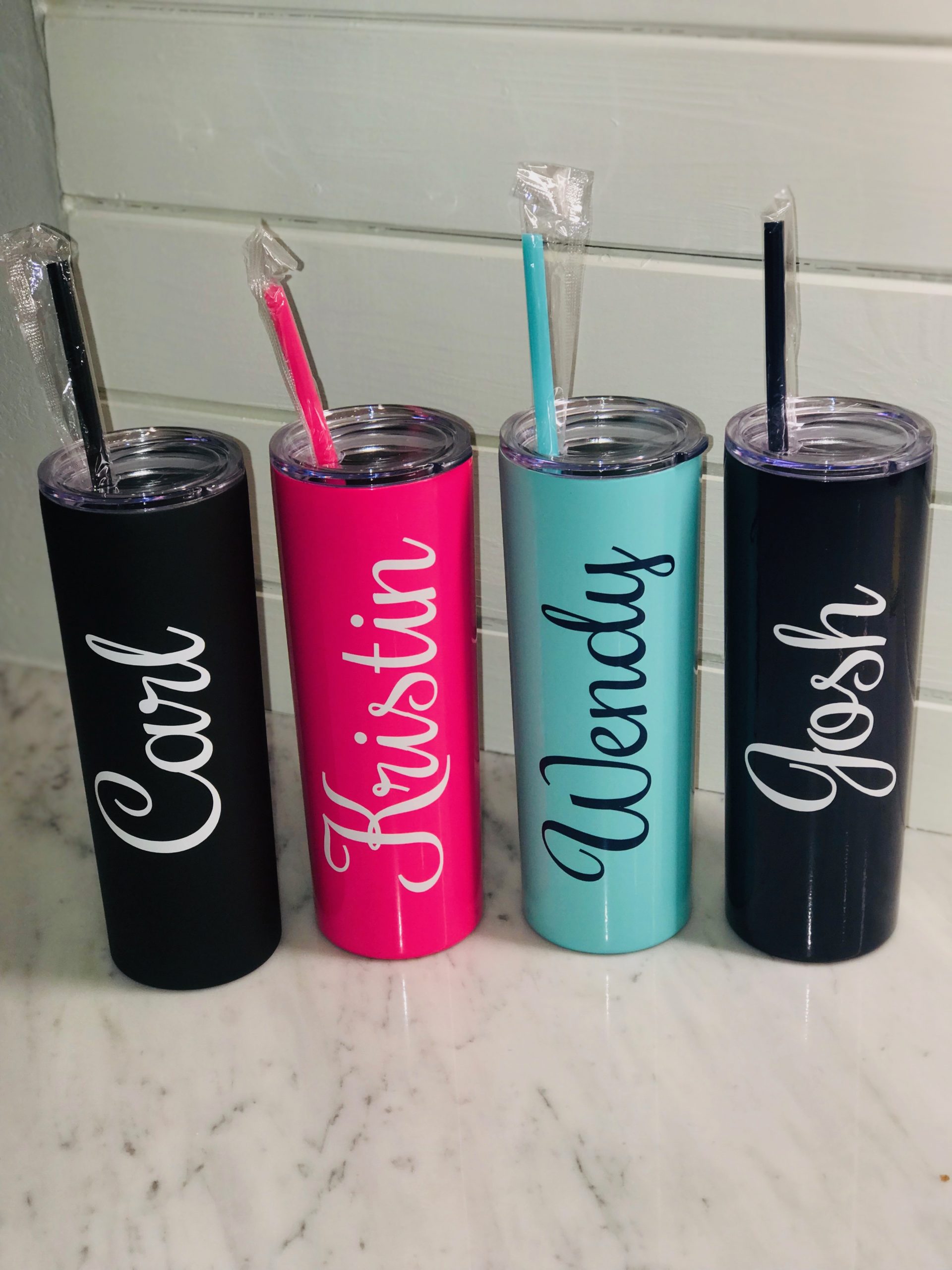 Personalized TUMBLER 20 Oz Skinny Tumbler With Lid and Straw 
